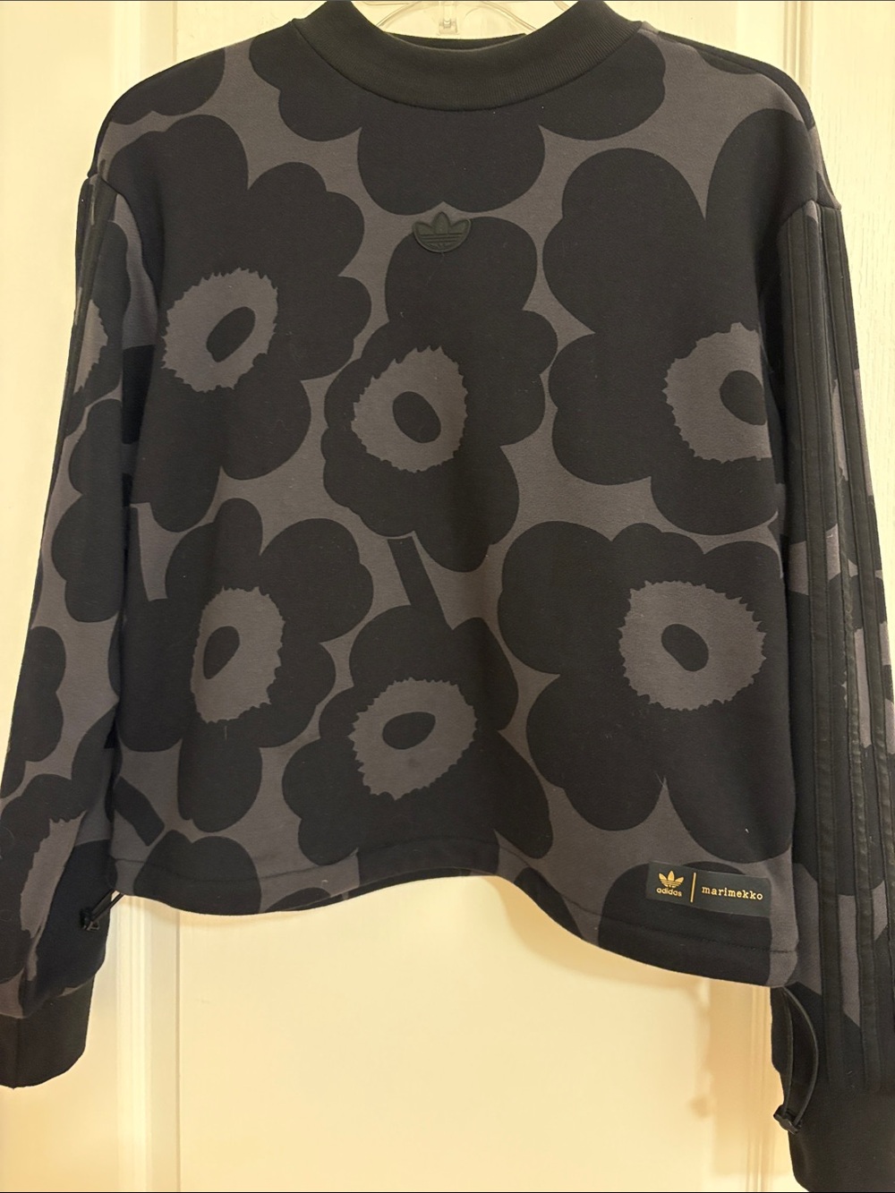 Adidas x Marimekko Women's Black Floral Crew Sweatshirt